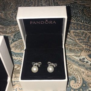 Authentic Silver Bow Pandora earrings